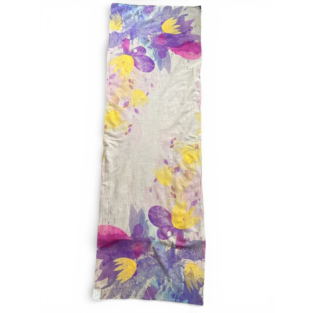 doTERRA Floral Lightweight Scarf Women OS Purple Yellow Excellent Cotton Bamboo